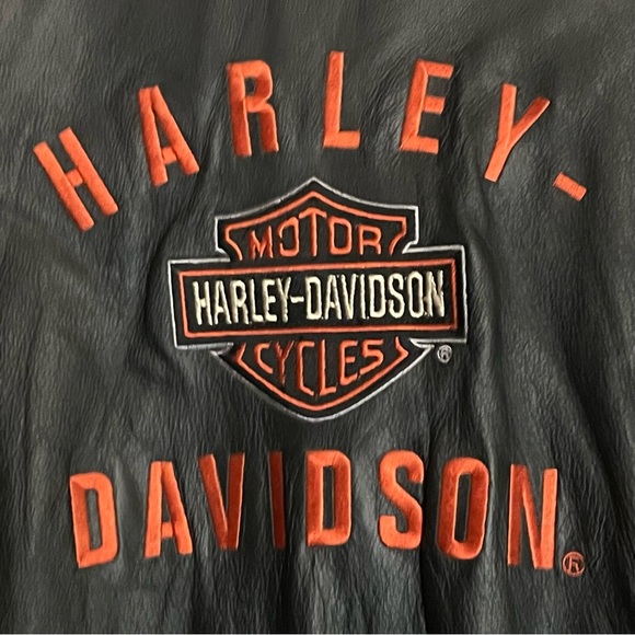 Harley-Davidson Soft Black Leather Moto Embroidered Logo Riding Zippered Jacket - Picture 5 of 16